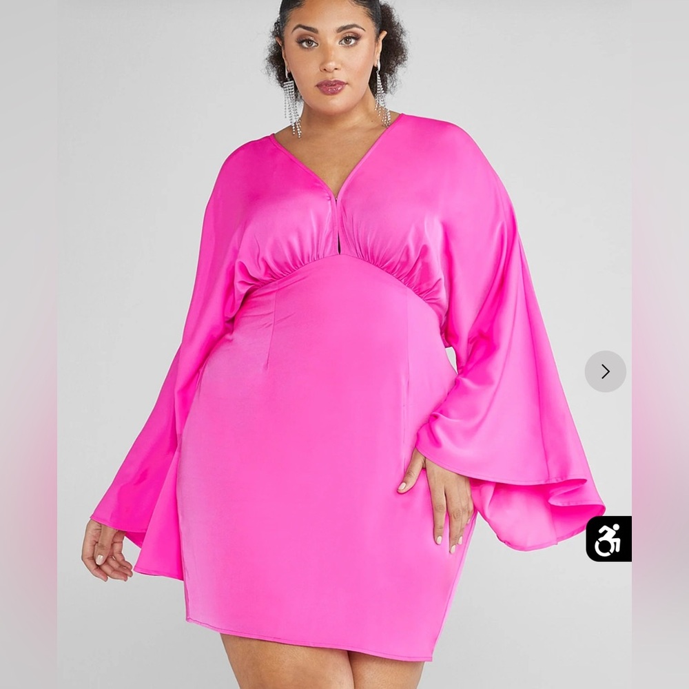 Fashion to Figure Pink Connie Dramatic Sleeves Party Dress